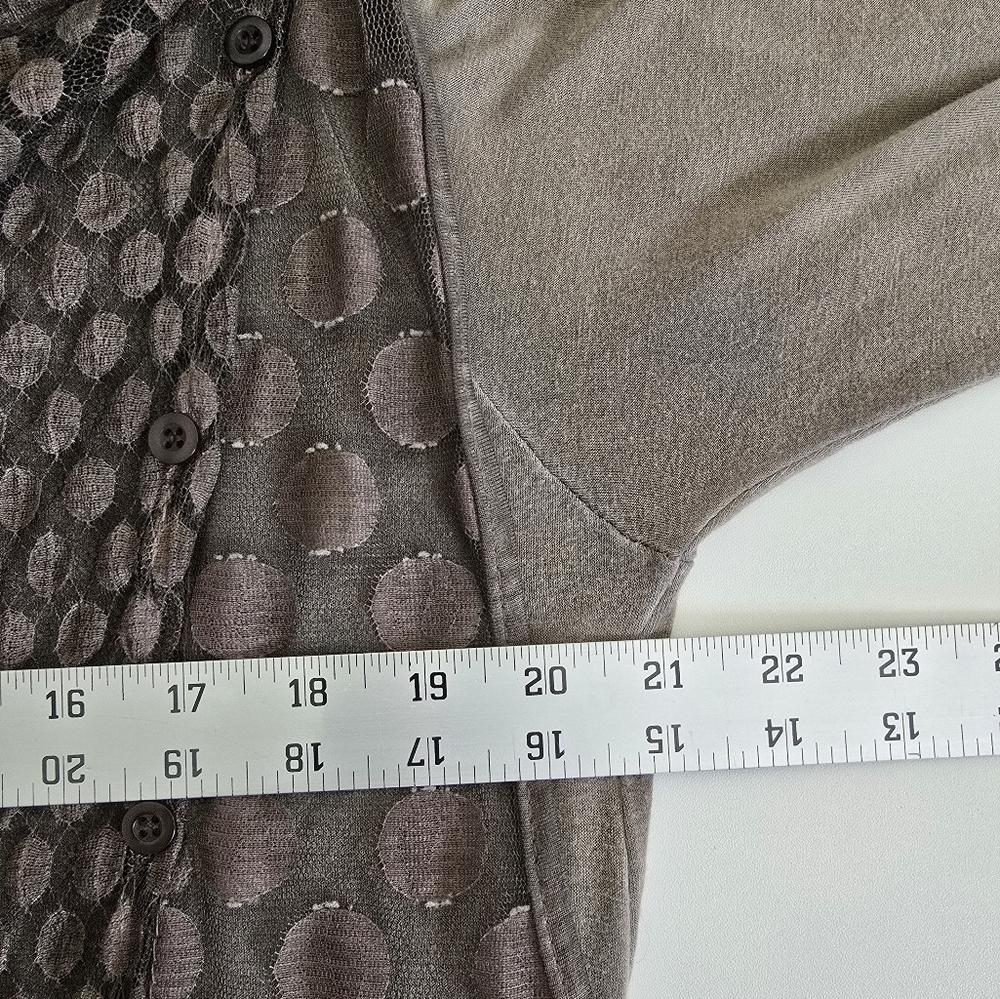 Made in Italy Layered Brown Tunic with Polka Dot Design Sheer Overlay Women's - Picture 8 of 10